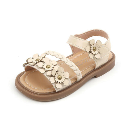 Toddler Flower Girl Sandals Girls Summer Wedding Party Faux Leather Sandals