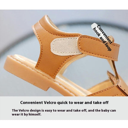Toddler Girls Sandals Closed Baotou Faux Leather Sandals for Summer