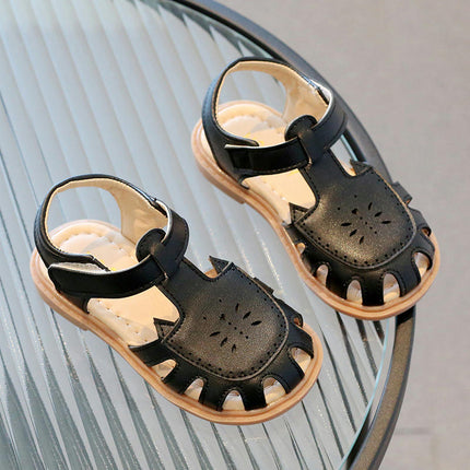 Toddler Girls Sandals Closed Baotou Faux Leather Sandals for Summer