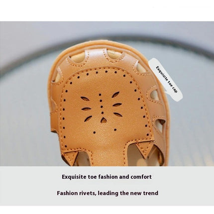 Toddler Girls Sandals Closed Baotou Faux Leather Sandals for Summer