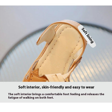 Toddler Girls Sandals Closed Baotou Faux Leather Sandals for Summer