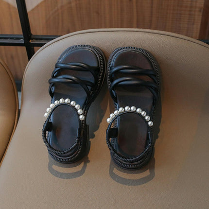 Toddler Girls Faux Leather Sandals Summer Flower Girls Princess Sandals