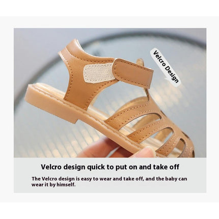 Kid Girls Faux Leather Sandals Summer Outdoor Hollow Heart Sandals