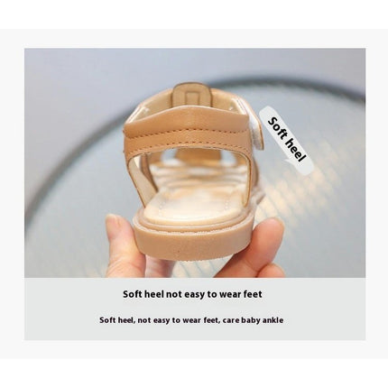 Kid Girls Faux Leather Sandals Summer Outdoor Hollow Heart Sandals