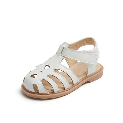 Kid Girls Faux Leather Sandals Summer Outdoor Hollow Heart Sandals