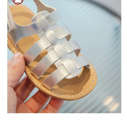 Girls Faux Leather Sandals Flower Girls Party Summer Outdoor Shoes