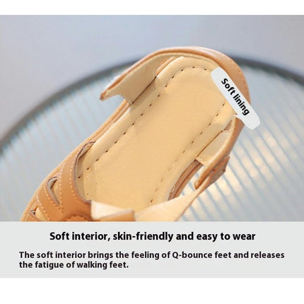 Toddler Girl Decorated Hollow Heart Closed Toe Open Heel Faux Leather Sandals