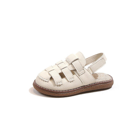 Summer Toddler Girls Sandals Closed Toe Anti Slip Faux Leather Sandals