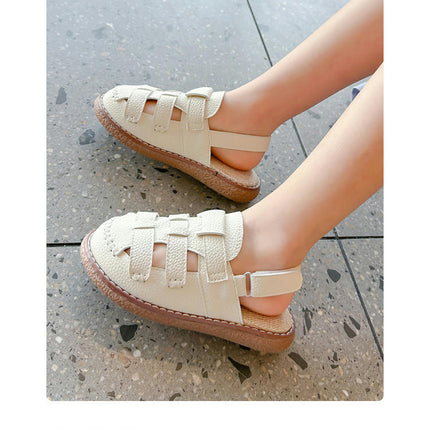 Summer Toddler Girls Sandals Closed Toe Anti Slip Faux Leather Sandals