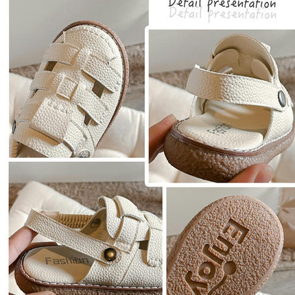 Summer Toddler Girls Sandals Closed Toe Anti Slip Faux Leather Sandals