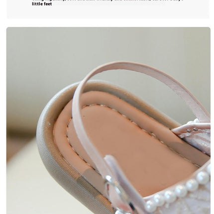 Girls Sandals Kids Open Toe Faux Leather Wedding Party Shoes