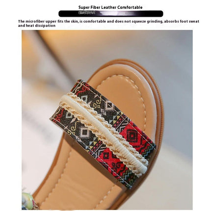 Little Girls Summer Open Toe Cute Flat Faux Leather Sandals With Back Zipper