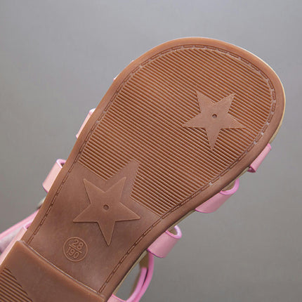 Toddler Girls Glitter Sandals Open Toe Flat Faux Leather Sandals