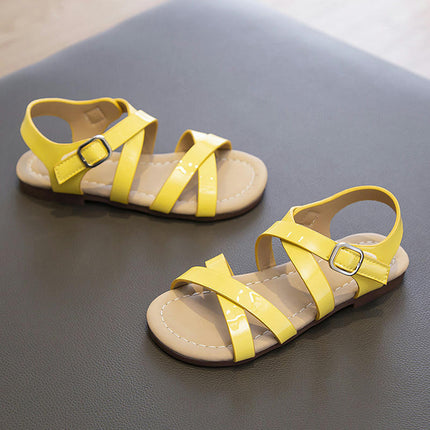 Toddler Girls Glitter Sandals Open Toe Flat Faux Leather Sandals
