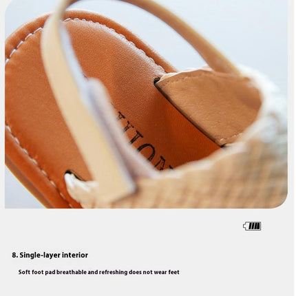 Toddler Girls Open Toe Braided Princess Flat Sandals Summer Faux Leather Sandals