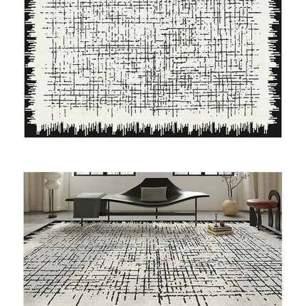 Modern Black and White Carpets Living Room Rug Large Floor Rugs Washable Indoor Floor Carpet
