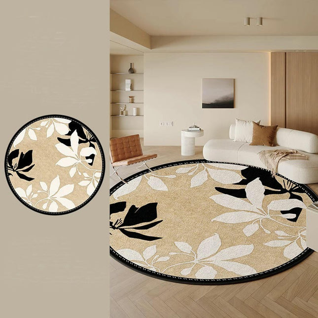 Round Area Rug Floral Rug Living Room Area Rugs Bedroom Mat with Non Slip Machine Washable Floor Carpet
