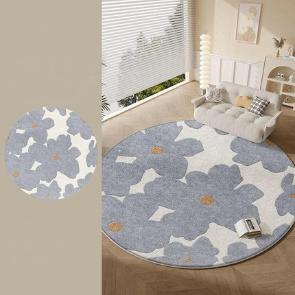 Round Area Rug Floral Rug Living Room Area Rugs Bedroom Mat with Non Slip Machine Washable Floor Carpet