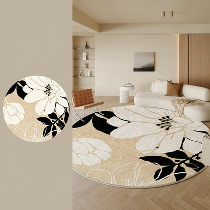Round Area Rug Floral Rug Living Room Area Rugs Bedroom Mat with Non Slip Machine Washable Floor Carpet