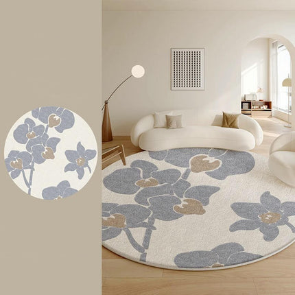 Round Area Rug Floral Rug Living Room Area Rugs Bedroom Mat with Non Slip Machine Washable Floor Carpet