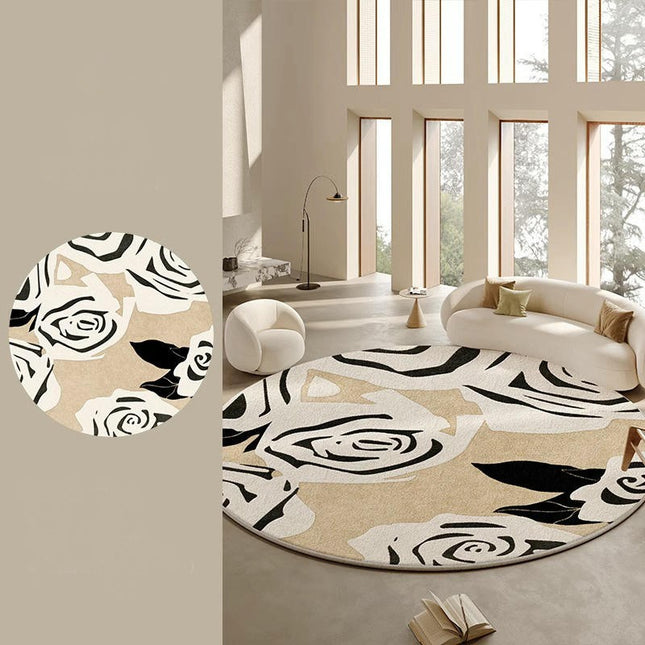 Round Area Rug Floral Rug Living Room Area Rugs Bedroom Mat with Non Slip Machine Washable Floor Carpet
