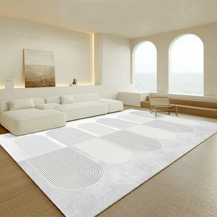 Modern Cream Area Rug Living Room Area Rugs Bedroom Mat with Non Slip Machine Washable Floor Carpet