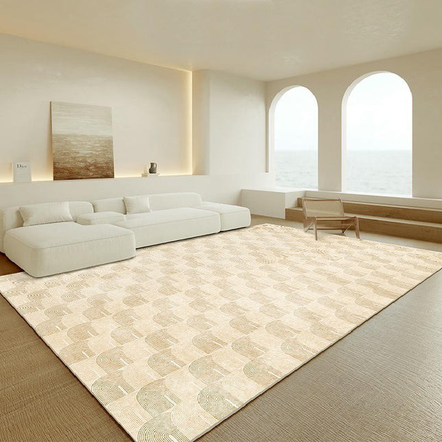 Modern Cream Area Rug Living Room Area Rugs Bedroom Mat with Non Slip Machine Washable Floor Carpet