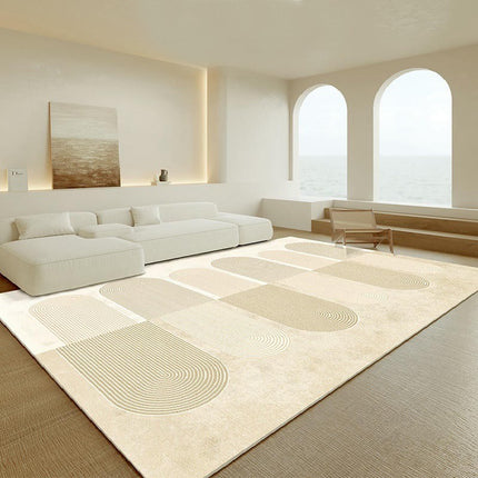 Modern Cream Area Rug Living Room Area Rugs Bedroom Mat with Non Slip Machine Washable Floor Carpet