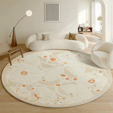 Round Rug Boho Non Slip Area Rug, Round Rugs for Living Room, Kitchen, Bedroom, Bathroom