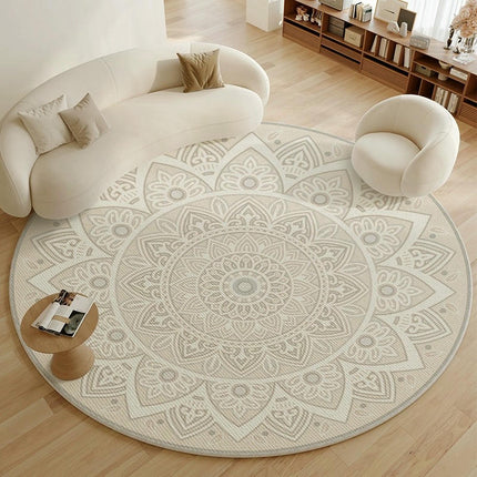 Round Rug Boho Non Slip Area Rug, Round Rugs for Living Room, Kitchen, Bedroom, Bathroom