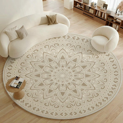 Round Rug Boho Non Slip Area Rug, Round Rugs for Living Room, Kitchen, Bedroom, Bathroom