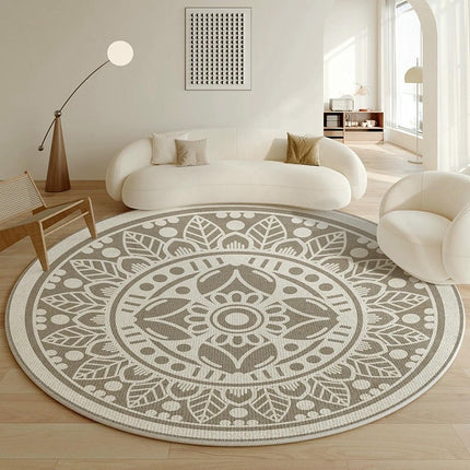 Round Rug Boho Non Slip Area Rug, Round Rugs for Living Room, Kitchen, Bedroom, Bathroom