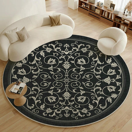 Round Rug Boho Non Slip Area Rug, Round Rugs for Living Room, Kitchen, Bedroom, Bathroom