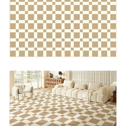 Soft Decor Carpets Checkered Area Rugs for Living Room Washable Large Rug Rug for Indoor