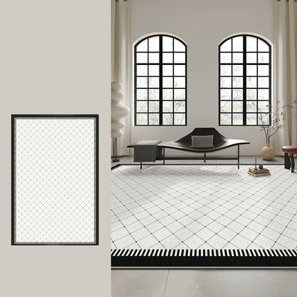 Soft Black and White Carpet for Living Room Bedroom Area Rug, Washable Rug