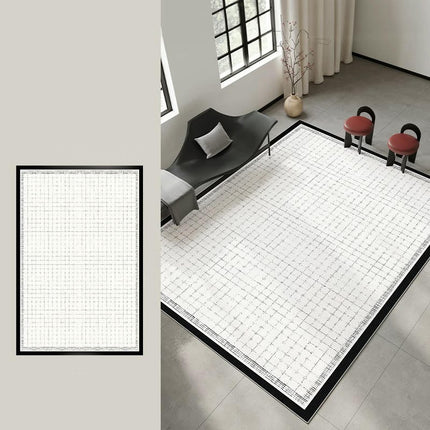 Soft Black and White Carpet for Living Room Bedroom Area Rug, Washable Rug