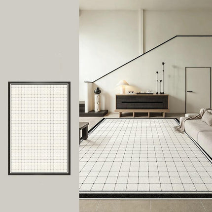 Soft Black and White Carpet for Living Room Bedroom Area Rug, Washable Rug