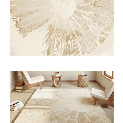 Cream Flowers Area Rug for Living Room,Non-Slip Floor Decor Carpet