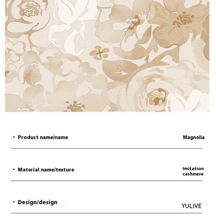 Cream Flowers Area Rug for Living Room,Non-Slip Floor Decor Carpet