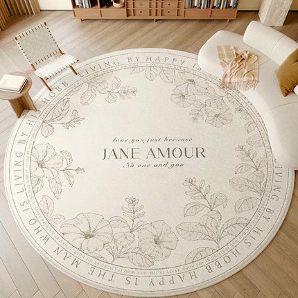 Round Rug for Living Room Washable Soft Indoor Floor Carpet, Large Area Rugs Flower