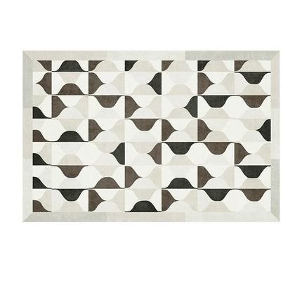Decor Rug for Living Room Geometric Checkered Pattern Indoor Soft Carpet