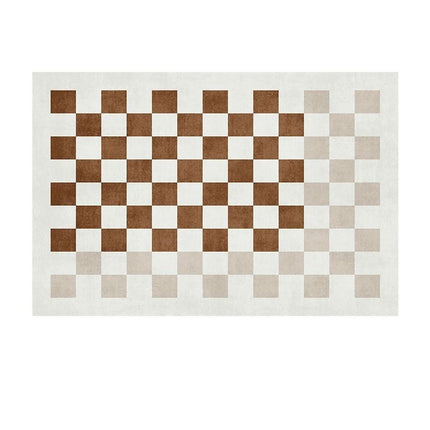 Decor Rug for Living Room Geometric Checkered Pattern Indoor Soft Carpet