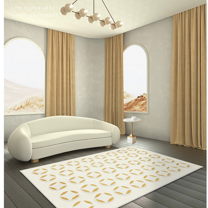 Decor Rug for Living Room Geometric Checkered Pattern Indoor Soft Carpet
