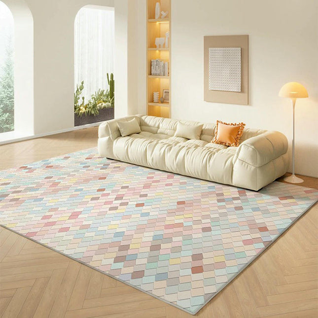 Color Modern Bedside Carpet Decor Rug for Living Room Abstract Pattern Indoor Soft Carpet