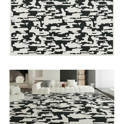 Area Rugs for Living Room Carpet Machine Washable Rugs for Room-Black and White Abstract Rug