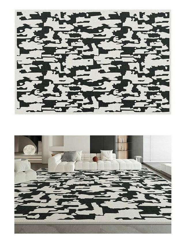 Area Rugs for Living Room Carpet Machine Washable Rugs for Room-Black and White Abstract Rug