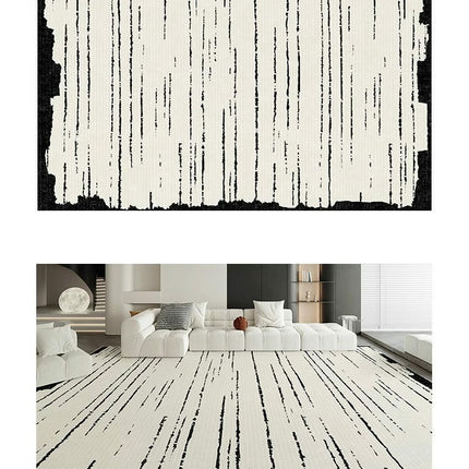 Area Rugs for Living Room Carpet Machine Washable Rugs for Room-Black and White Abstract Rug