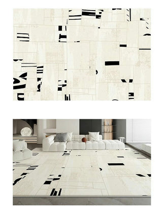 Area Rugs for Living Room Carpet Machine Washable Rugs for Room-Black and White Abstract Rug