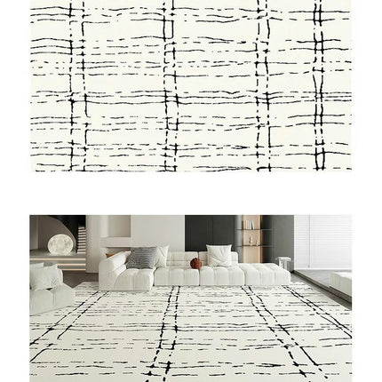 Area Rugs for Living Room Carpet Machine Washable Rugs for Room-Black and White Abstract Rug