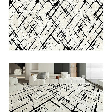 Area Rugs for Living Room Carpet Machine Washable Rugs for Room-Black and White Abstract Rug